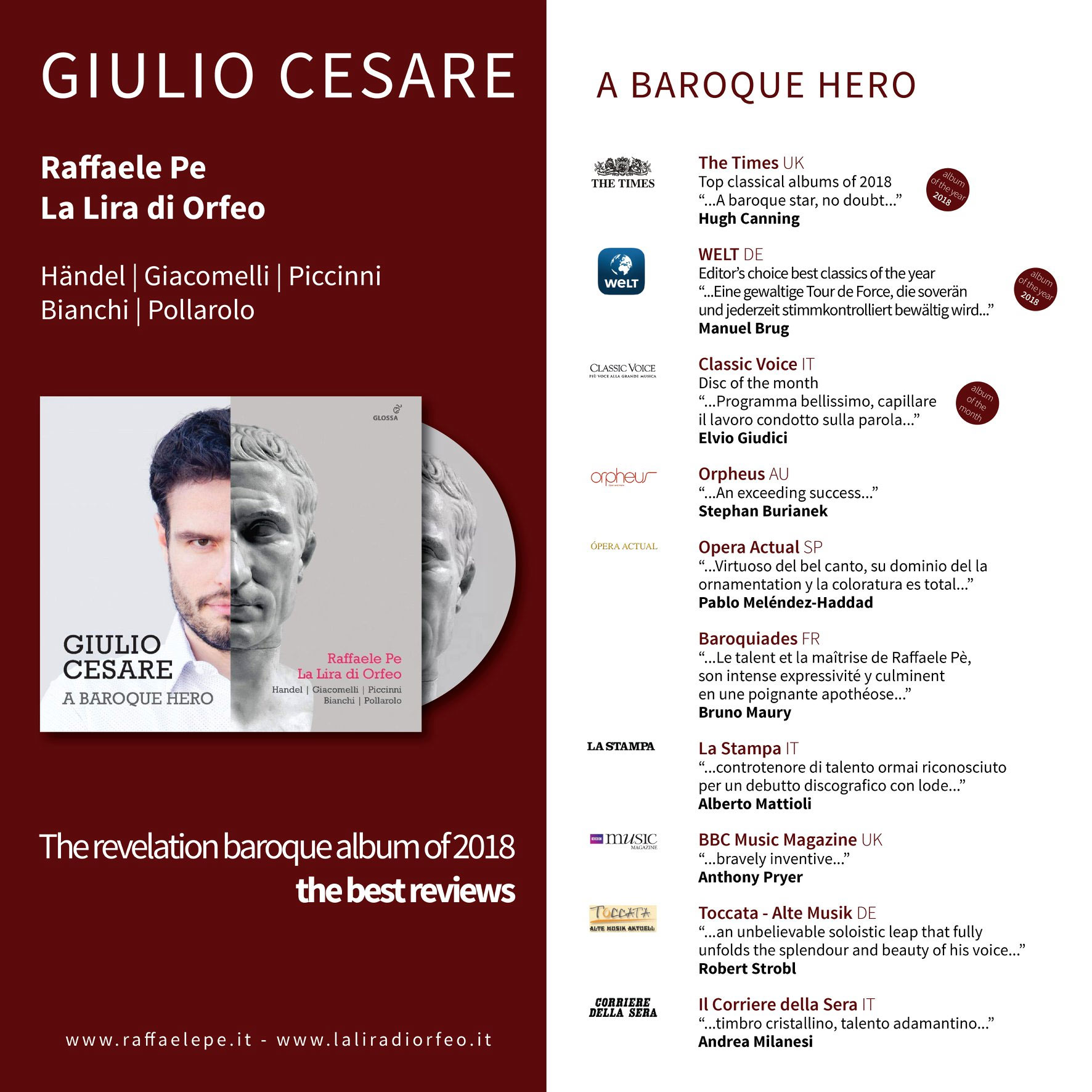 Raffaele Pe Giulio Cesare a Baroque Hero - tutte le recensioni